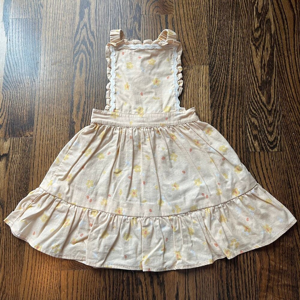 The New Society Dress Pinafore Limoncello Flore (4Y)